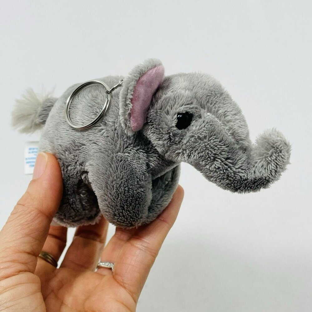 Wishpets Gray Elephant Plush Keyring Keychain Mini Small Toy Hanging Safari Wild